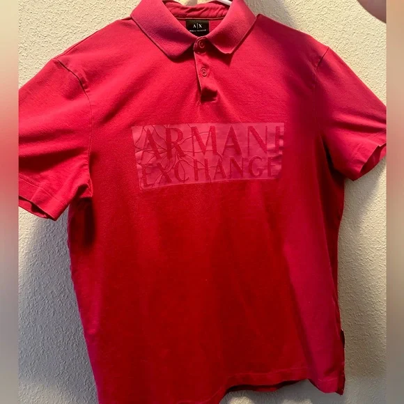 Armani Exchange Vibrant Red Polo Shirt - Picture 1 of 5